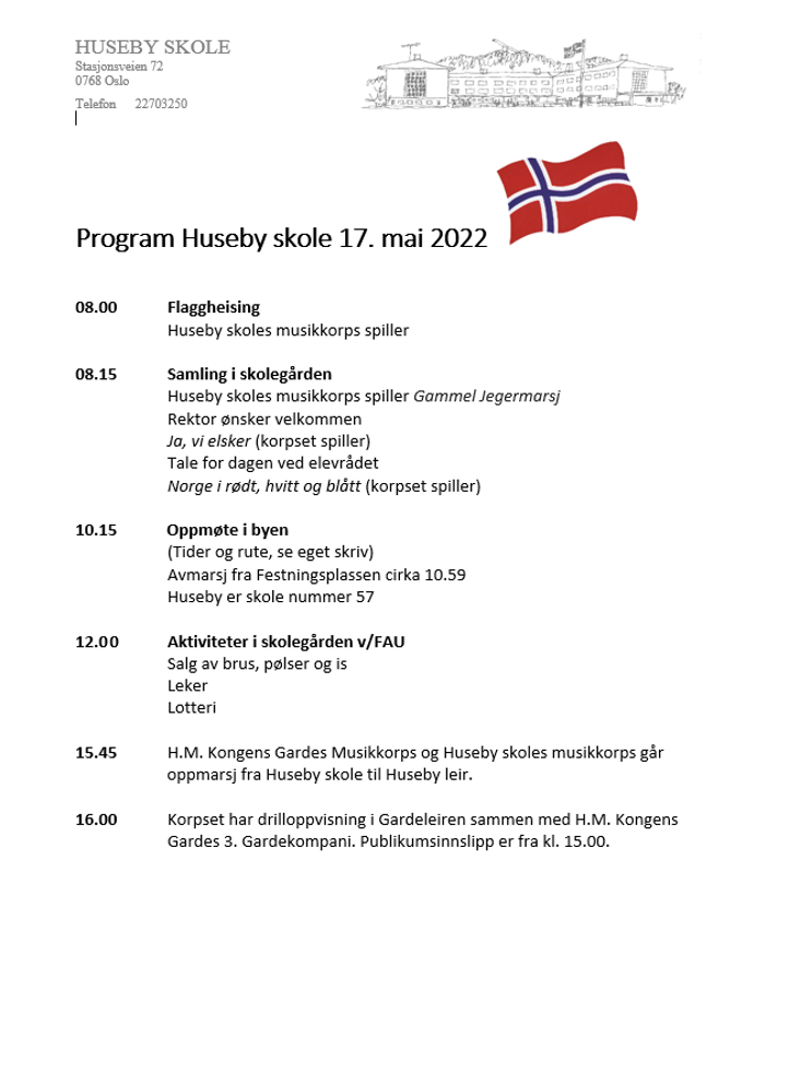 17.mai program Huseby skole